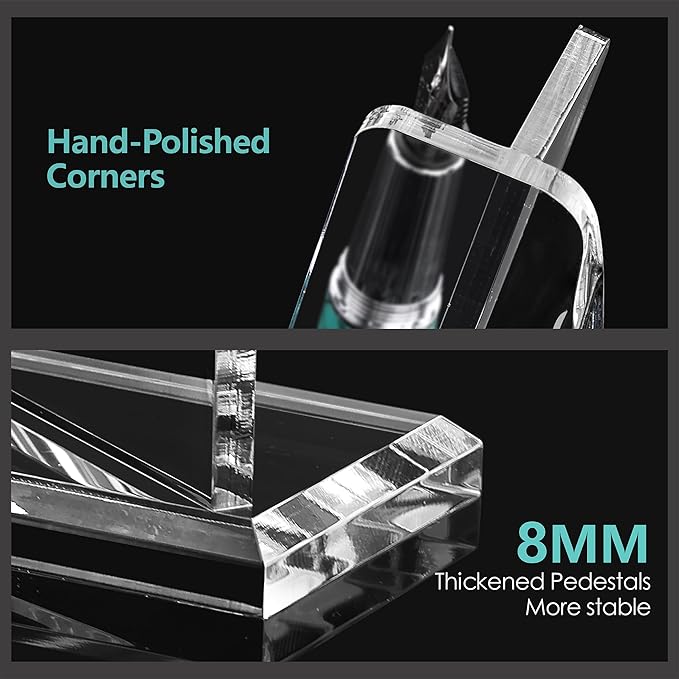 SANRUI Acrylic Pen Holder Desktop Display, Vertical Fountain Pen Pencil Stand Ballpoint Showholder, Clear Makeup Brush Rack, Paintbrush Drying Support Organizer Desk for Exhibitions,Office,Store Use