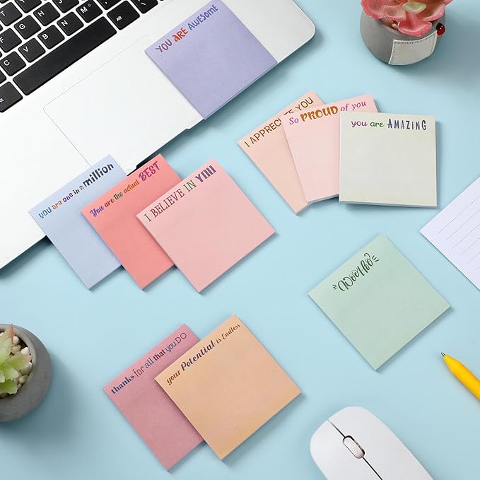 Yinder 24 Pcs Inspirational Sticky Notes Thank You Gift Motivational Sticky Note Pad Employee Appreciation Gift Bulk for Staff Coworker Teacher Nurse Office Groups 3 x 3'' (Thank You,Aesthetics)