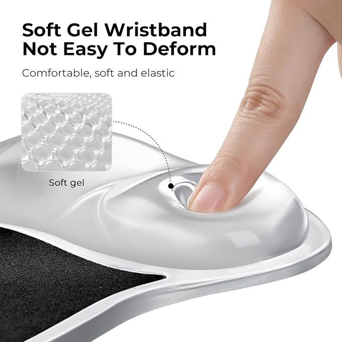 EooCoo Ergonomic Waterproof Mouse Pad with Gel Wrist Rest Support | Middle Concave Design, Leather Mouse Pad Surface, Relieve Wrist Pain, Computer Office Desk Accessories