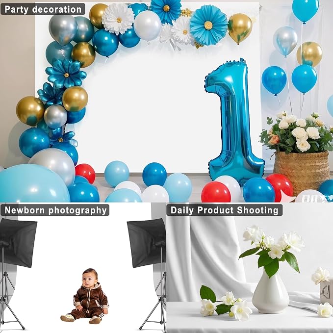 White Backdrop for Photoshoot, Professional Photo Backdrop Background Curtain for Product Photography, Portraits, Wedding, Party, Live Streaming Video Recording 10X20 FT