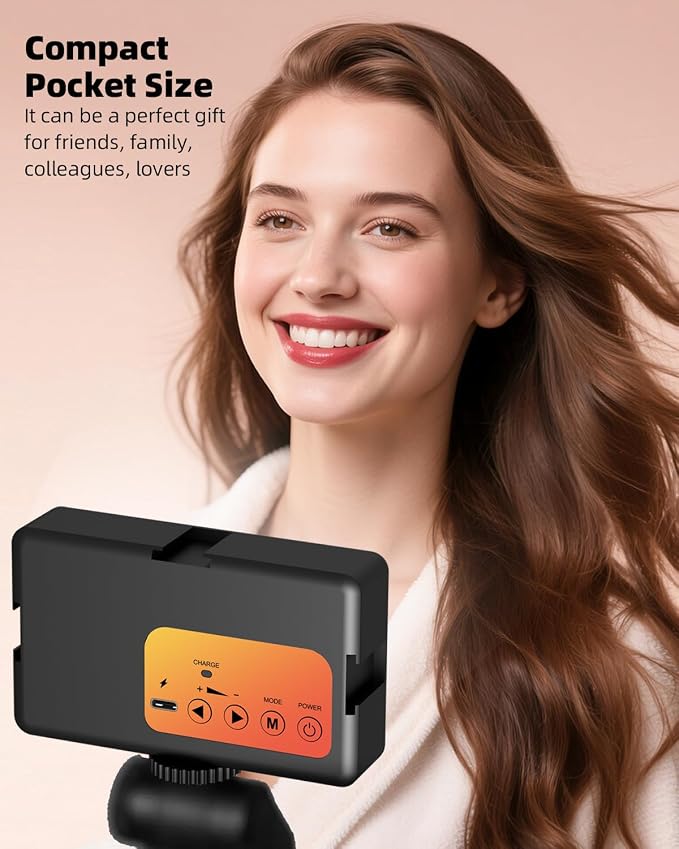 91 LED Portable Charger Selfie Light Video Conference Lighting | Clip & Camera Tripod Adapter, Rechargeable 2000mAh, CRI 96+, 4 Light Modes, For Phone iPhone Webcam Laptop Makeup