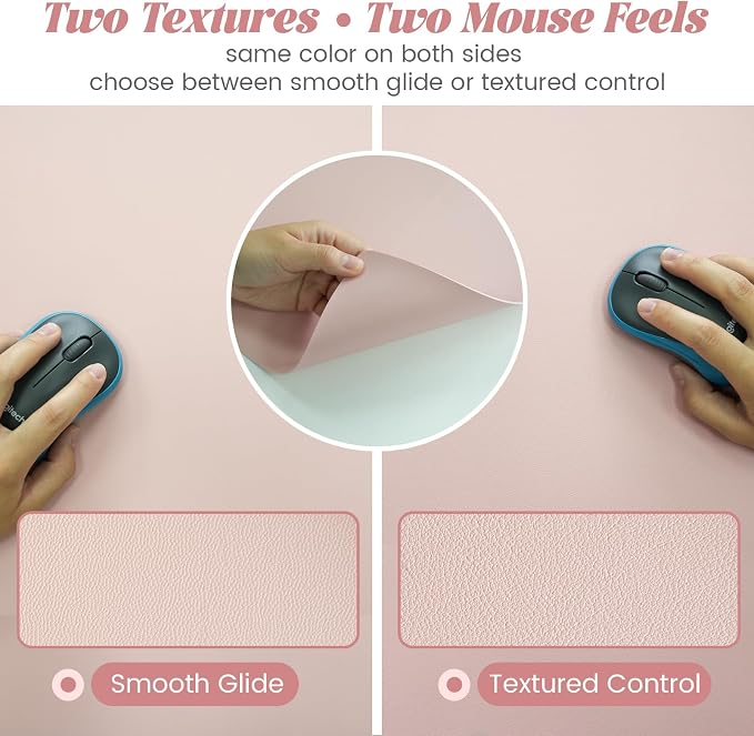 Large Pink Dry Erase Desk Mat with Weekly & Monthly Dry Erase Planners | Reversible Dual-Texture Desk Pad with Interchangeable Planning Pages,Faux Leather Desk Mat for Office-16"x34"