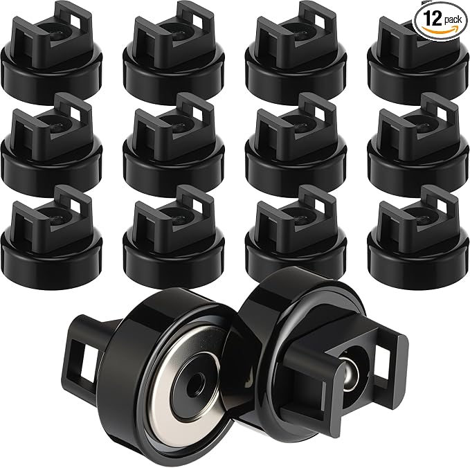 Yookeer 12 Pieces Magnet Zip Tie Mount 22 mm Heavy-duty Magnetic Zip Tie Mounts 22LBS Strong Multipurpose Wire Cable Holder Mount for Home Office Wire Management Marine Electrical Wiring