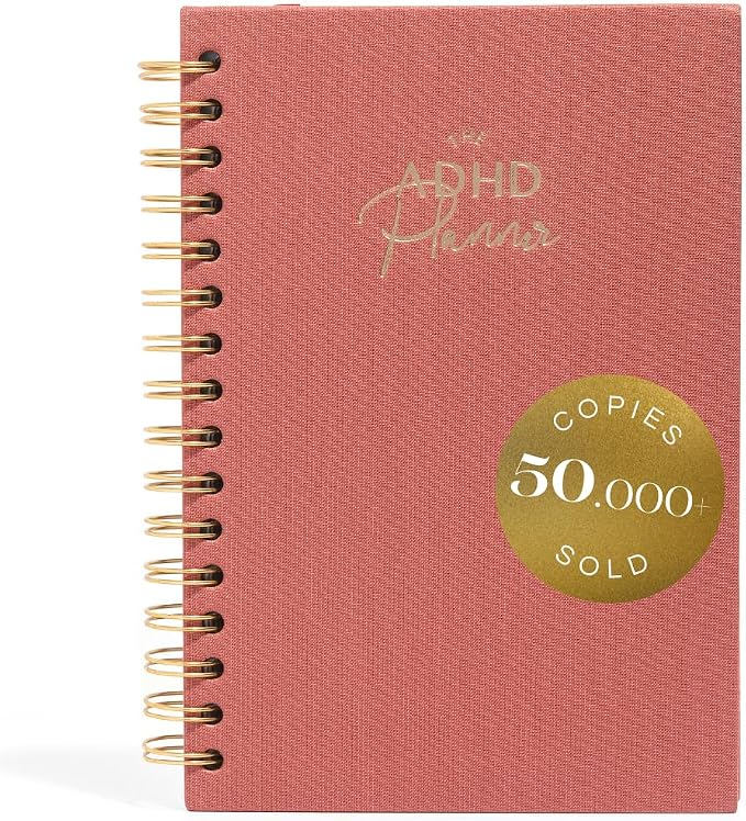 The ADHD Planner - Undated Daily Weekly Schedule Organizer Journal for Disorganized People - Habit Tracker Record Emotions & Mood - Academic Goals - Structure & Focus for Adults Brains (Spiral) (Red)
