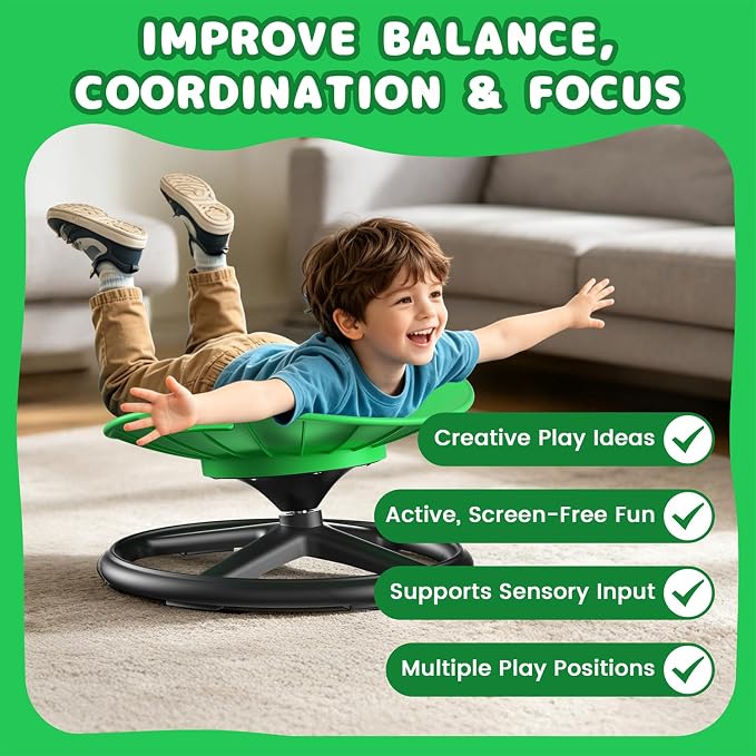 Spinning Chair for Kids, Green, 360° Sensory Swivel Chair | Spinning Chair for Autistic Kids,For Home Classroom Playroom