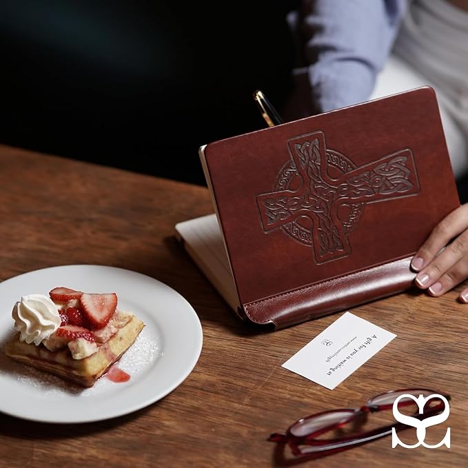 SETTINI® Lined Journal - Celtic Cross Journal for Writing Gift Set - Hardcover Vegan Leather, Includes Luxury Pen in a Unique Pen Holder, 192 Pages, A5, Birthday Gift, Bible Journal, Journal for Men & Women