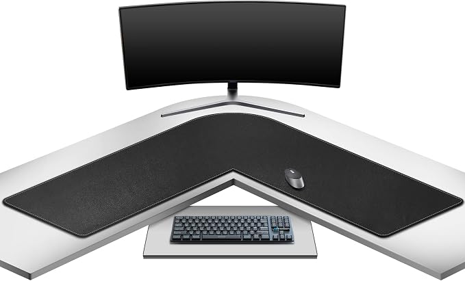 Mydours XXL 46"x46"x16" L Shaped Desk Mat, Extra Large L Shaped Desk Pad with Smooth PU Leather Surface & Suede Base, L Shaped Mouse Pad for Home Office Desks, Office Desk Workstation (Black)