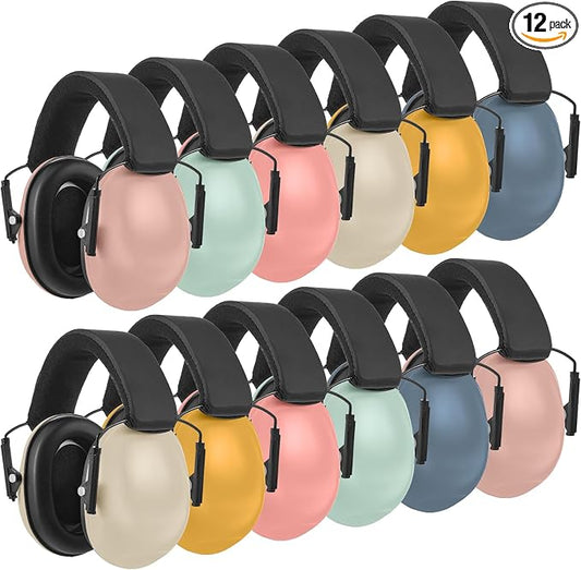 Amylove 12 Pcs Kids Ear Protection Noise Cancelling Headphones Ear Muffs Bulk 27db Adult Noise Reduction Hearing Earmuff(Universal Fit (kids & Adults),Boho Style)