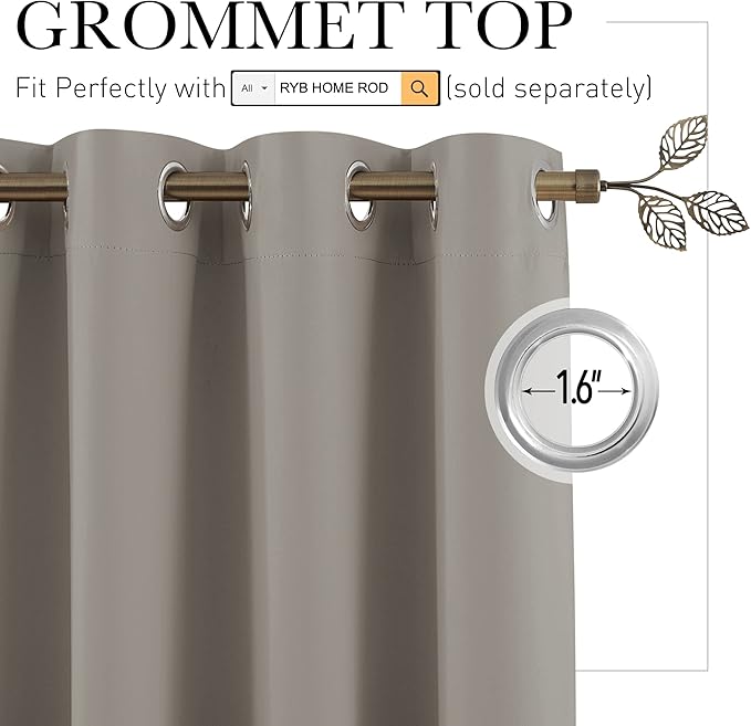 RYB HOME Privacy Room Divider Curtains for Office Bedroom Separation Sound Proof Blanket for Doorway Patio Sliding Glass Door Large Window Curtains Insulating Blackout, W 15 x T 8 ft, Sand