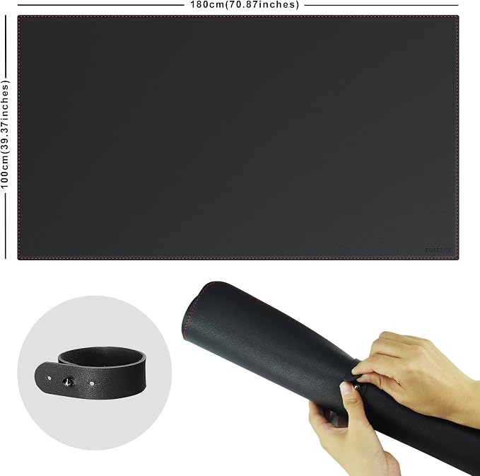 ZORESYN Office Desk Pad 70.9x39.4 Inch, Large Mouse Pad Desk Mat, Waterproof PU Leather Desk Blotter Protector with Non Slip Base for Home Office, Black