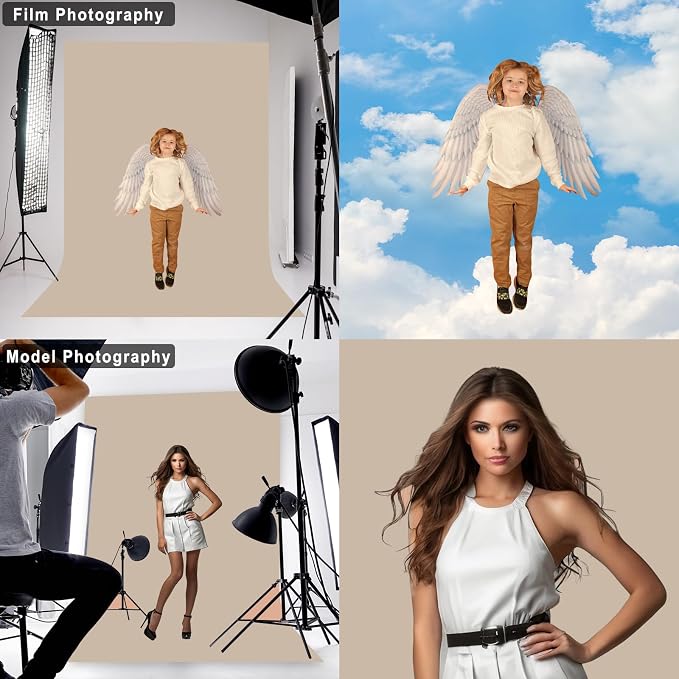 Beige Backdrop for Photoshoot, Professional Photo Backdrop Background Curtain for Product Photography, Portraits, Wedding, Party, Live Streaming Video Recording 8X10 FT