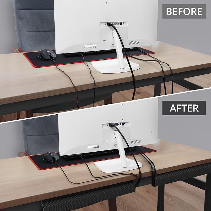 Cable Management Under Desk, 32in (2x15.75in) J Channel, Self Adhesive Cable Raceways Channel, Easy to Install Cord Cover Hider Desk Cord Organizer Electrical Black