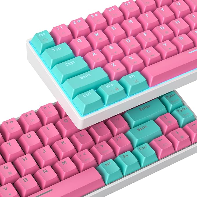 65 Percent Gaming Keyboard 68 Keys Wired Mechanical Keyboard LED Backlit Ultra Compact Keyboard with Red Switch for Windows Laptop Gamer(68 Miami)