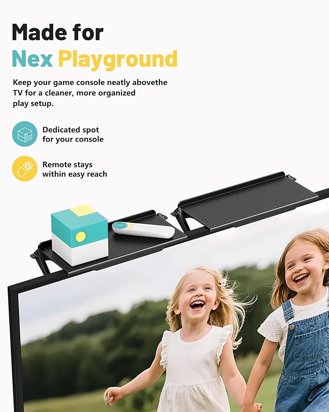 TV Top Shelf, 2 Pack Monitor Top Shelf No Drilling TV Shelf for Cable Box, Router, Streaming Device, Game Console, Remote, TV Accessories for Apple tv Mount,Keep Organized and Secure