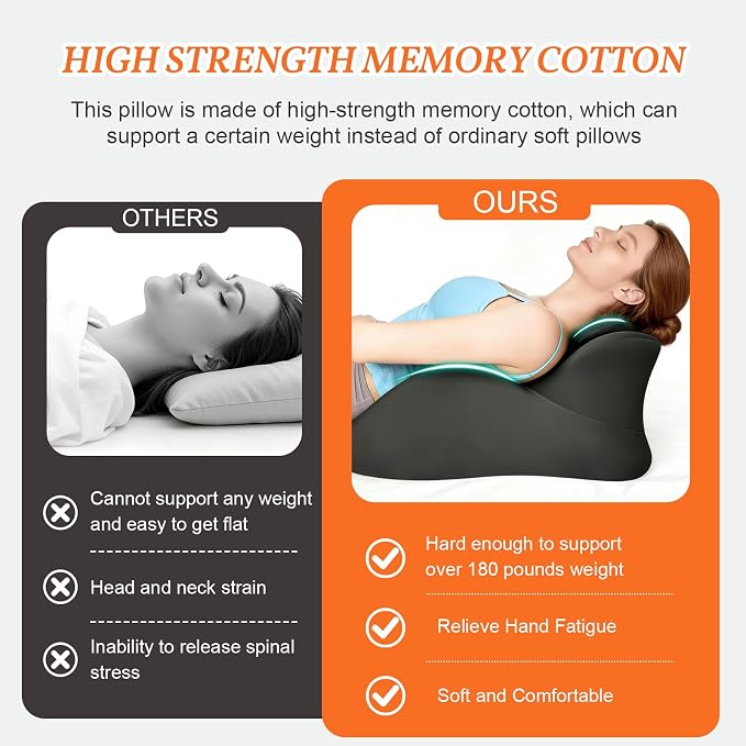 27° degree Memory Foam Ergonomic Prone Firm Couples Pillow For Intimacy | pillow for back sleeping after surgery Orthopedic Pillow