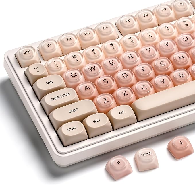 OHY Jelly Keycaps, XVX HOA Profile 132-Key PBT+PC Shine-Through Keycap Set, Cute Custom Gradient Keycaps for Mechanical Keyboards with MX Switches - Flesh Pink (Only Keycap, No Keyboard)