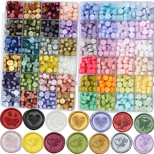 1250 Pcs Assorted Color Sealing Wax Beads Bulk - 48 Colors Wax Seal Pellets Kit for Stamp Seals, Wedding Invitations, Envelope Sealing, DIY Crafts - Multicolor Pellets for Gift Ideas (B, 49)