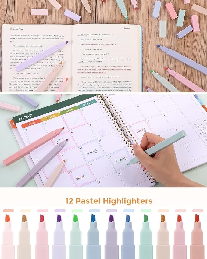SKYDUE School Supplies Kit, 38 PCS Cute Stationery Set with Large Pencil Case, Pens, Mechanical Pencil Set, Highlighters & Refills, Aesthetic School Supplies for Girls, College, Back to School Pink