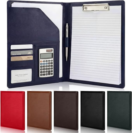 Fuyoooo 6 Pcs Bulk Professional Padfolio with Clipboard Leather Portfolio Folder Binder Legal Pad Holder for A4 Letter Size Notepad Resume Ideal Organizer for Business Office Conference (Multi Color)