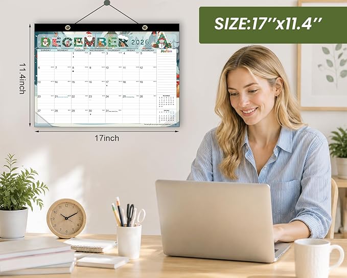 AECCN Desk Calendar 2026-2027 3 Pack, 18 Months Calendars, 17" x 11.4" Large Space, Anti Ink Bleed and Transparent Cover, Desktop Calendar with Stickers for Teacher supplies & Office Planning-Colorful