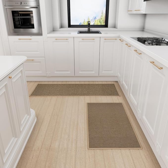 SUMLANS Kitchen Mat 1 PCS, Cushioned Non Slip Rugs for Kitchen Floor, Absorbent Runner Comfort Standing Mats Washable for Kitchen, Office, Home (Brown, 17.3"x30")