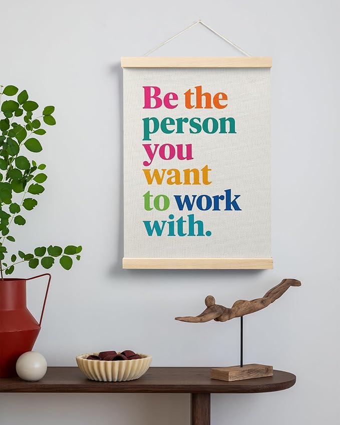 FGFK Inspirational Office Wall Art Poster Hanger Frame, Be the Person You Want to Work with Motivational Canvas Prints Framed Wall Decor for Home Office Workplace, 12x16 Inch