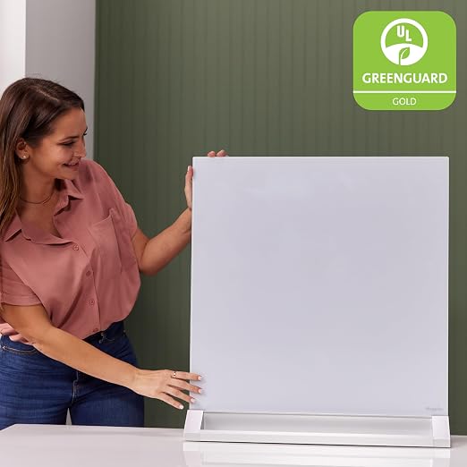 ECR4Kids MessageStor Glass Dry-Erase Board with Storage Stand and Magnets, White Board, White