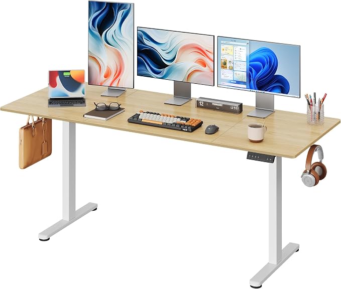 DEVAISE 71 Inch Standing Desk with Split Top, Ergonomic Computer Desk, Maple
