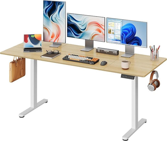 DEVAISE 71 Inch Standing Desk with Split Top, Ergonomic Computer Desk, Maple
