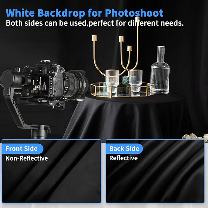HEMMOTOP Black Backdrop Background, 10x12 ft Black Backdrop Screen for Photography, Seamless White Photography Backdrop Background for Photo Video Studio (Backdrop only)