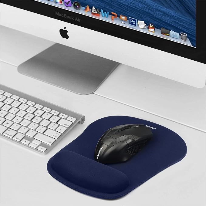 TECKNET Ergonomic Mouse Pad with Wrist Support | Soft Memory Foam, Fast Rebound, Pain Relief，Waterproof Surface, Non-slip Base