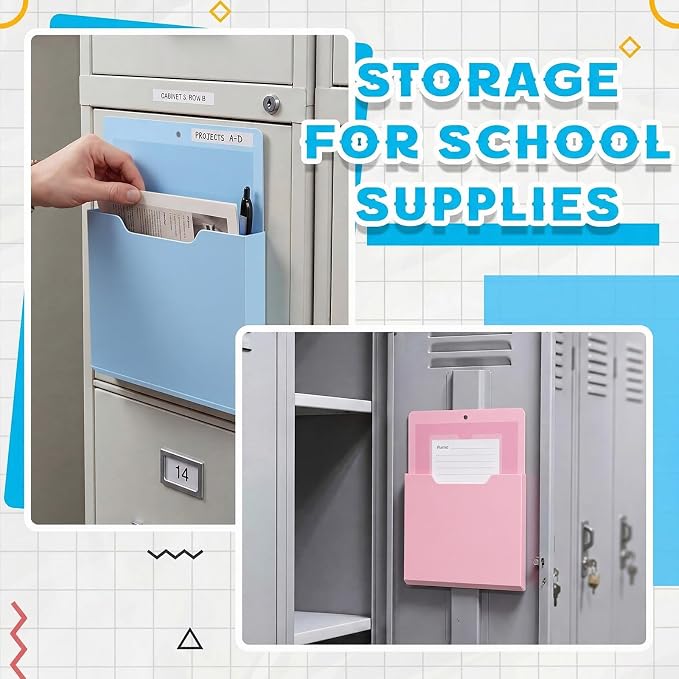 Gilprop 12 Pack Magnetic File Holder for Whiteboard, 10"x13"x1.2" Classroom Magnetic Wall File Folders, Hanging Magazine Organizer Storage Pocket for Refrigerator Mail Paper Desk Office(Macaron Color)