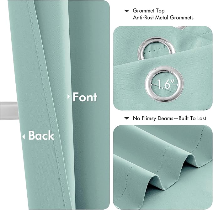 MIULEE Blackout Curtains for Bedroom Living Room 2 Panels, Thermal Insulated Room Darkening Drapes Grommet Noise Reducing Light Blocking Window Treatments 54 Inches Long 40x54 Inch Aqua