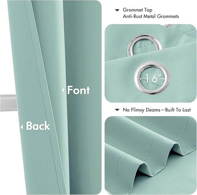 MIULEE Blackout Curtains for Bedroom Living Room 2 Panels, Thermal Insulated Room Darkening Drapes Grommet Noise Reducing Light Blocking Window Treatments 84 Inches Long 40x84 Inch Aqua