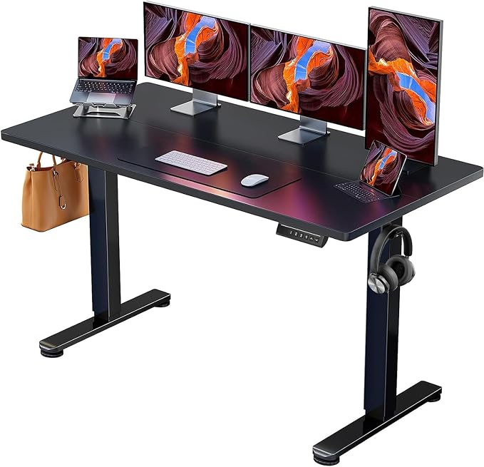 ErGear Height Adjustable Electric Standing Desk, 63 x 24 Inches Sit Stand up Desk, Memory Computer Home Office Desk, Black