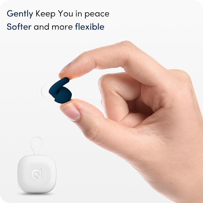 Audree Soft Ear Plugs for Noise Reduction, Reusable Flexible Earplugs for Sleep, Travelling, Focus, Study & Sensitivity, 28dB Noise Cancelling, 8 Silicone Ear Tips in XS/S/M/L, Blue
