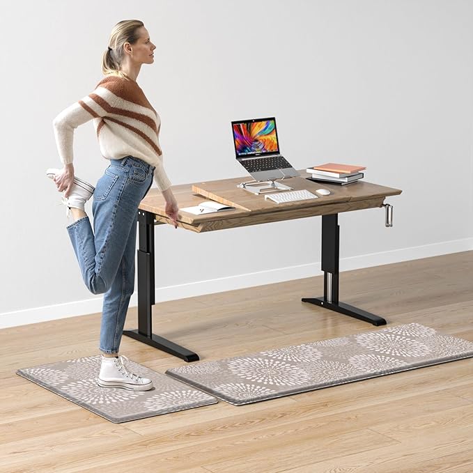 LuxStep Kitchen Mats for Floor,Cushioned Rug Anti-Fatigue Mats for Kitchen Decor Accessories,Waterproof Non-Slip Mats and Rugs Set for Office,Floor,Laundry 17.3"×30"+17.3"×47",Khaki