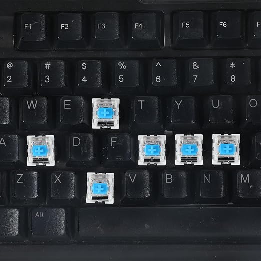 YUXIANLB 50pcs Blue Mechanical Keyboard Switches, 3 Pin Clicky Keyboard Switches Puller Dustproof Waterproof Clicker with Remover Tool Key Accurate Typing for Repair DIY Builds Typing Gaming