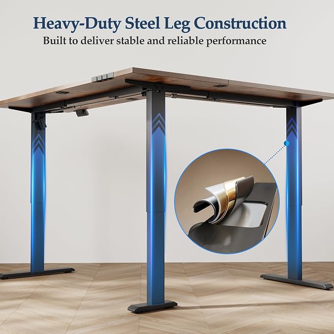Klicelor L Shaped Standing Desk 63 x 55 Inch, Electric Height Adjustable Corner Desk for Home Office Workstation, Ergonomic Sit Stand Computer Table with Memory Controller, Rustic Brown