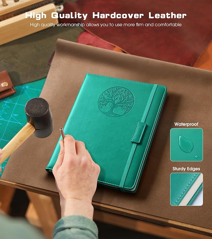 Biuwory Lined Journal Notebook for Women Men, A5 Hardcover Blue Vintage Leather Journals for Writing, College Ruled Notebooks for School Business Work Travel Daily Diary Notepad, 140 Pages, 5.7"×8.3"