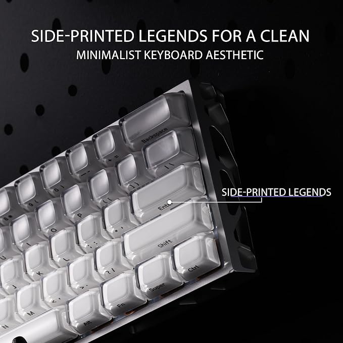 OHY XVX Lusterfly Jelly R2 MDA Profile Keycap Set, 122 Keys Double Shot PC+ABS Keycaps for MX Switches & ANSI Layout Mechanical Keyboards-White