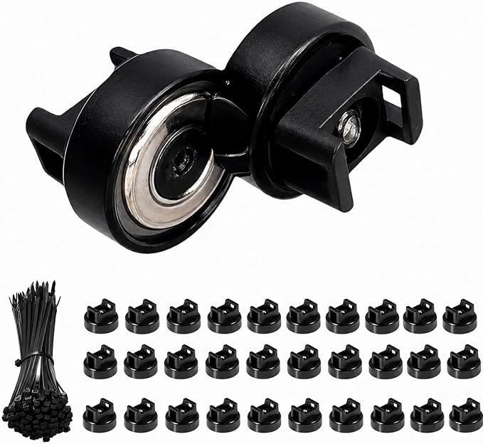 Heavy-Duty Magnetic Zip Tie Mounts,30Pcs Multipurpose Cable Holder with Nylon Cable Ties (100 Pieces) for Efficient Wire Management