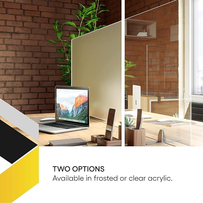 OBEX Acrylic Free Standing Screen, Divider for Desk Privacy Home & Office Partitions for Table Top Workstation, Portable Cubicle Panel for Work, 24" x 66", Clear