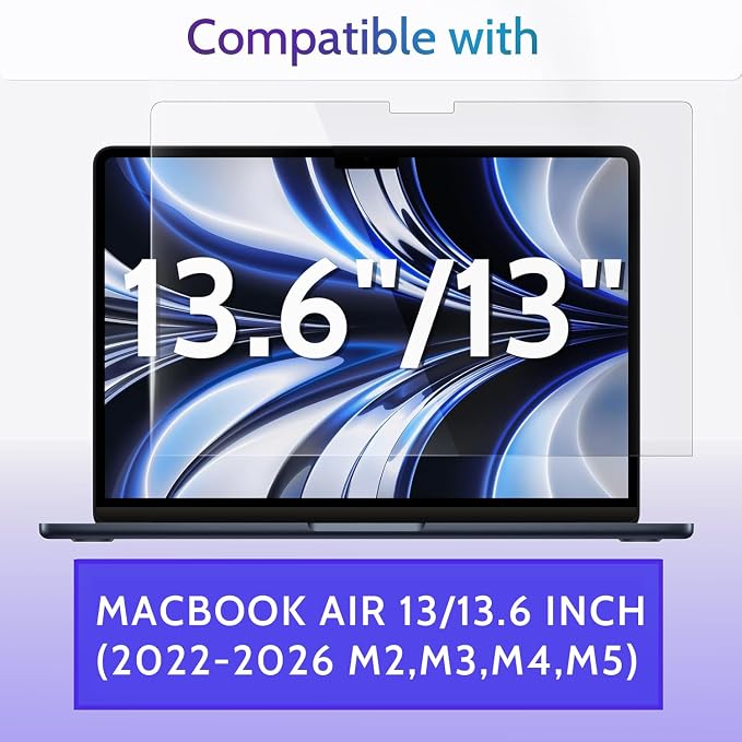 Peslv 3-Pack Anti Blue Light Screen Protector for MacBook Air 13.6/13 Inch (2022-2026, M2 M3 M4 M5 Chip), 13.6inch Mac Laptop Glare Filter Uv Blocker Shield Cover Eye Protection Film