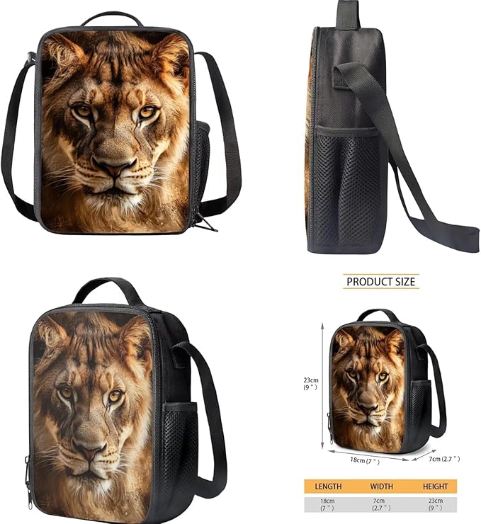 3D Leopard Printed Backpack for Boys 8-12 Cool School Backpack Set with Lunch Box and Pencil Bag Kids Large Capacity Bookbag Set Back to School Supplies