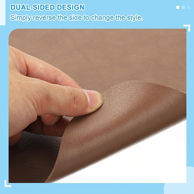 PATIKIL 35.4" x 17.7" Leather Desk Pad Protector, Large Dual-Sided Desk mat Waterproof PVC Leather Mouse Pad for Laptop Computer Writing Desk Table Gaming Home, Khaki