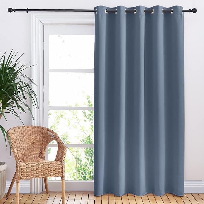 NICETOWN Stone Blue Bedroom Blackout Curtain Panel, Privacy Window Thermal Insulated Blackout Drape/Drapery for Loft, Guestroom (1 Panel, 70 x 84 inch)