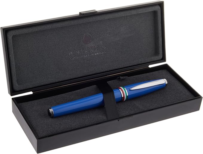 Monteverde USA Aldo Domani Italia Fountain Pen Exotic Blue - Extra Fine Nib - Luxury Writing Pen - Italian Design - JoWo Stainless Steel Nib - Smooth Ink Flow - Refillable - Gift Box Included