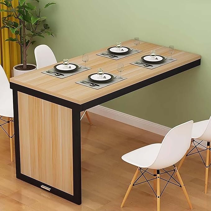 Wall-Mounted Folding Dining Table - Space-Saving Floating Desk for Home Office & Dining RoomModern Simple DesignMulti-Functional Beige Desk (90 * 50cm/35")