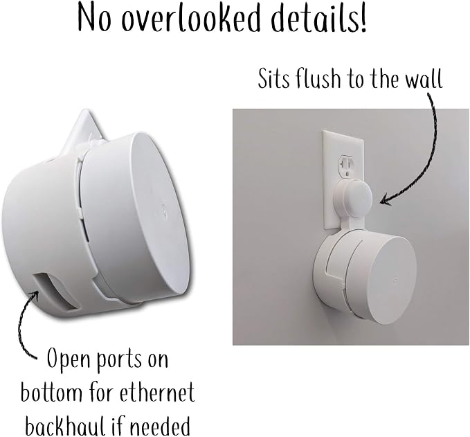 Google WiFi Outlet Holder Mount: [NEW 2020 – Present Version – Round Plug] The Simplest Wall Mount Holder Stand Bracket for Google WiFi Routers and Beacons - No Messy Screws! (3-Pack)